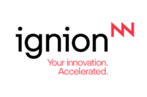 Ignion logo with slogan "Your innovation. Accelerated." and a red double lightning bolt graphic.