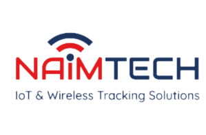 NaimTech logo with the text "IoT & Wireless Tracking Solutions" underneath. The logo features a red and blue design with a wireless signal icon integrated into the letter "A".