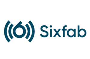 Sixfab logo featuring a stylized "6" with wireless signal curves on both sides followed by the text "Sixfab".