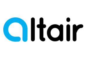 The image shows the Altair logo, with "Altair" written in black next to a stylized blue letter "a".