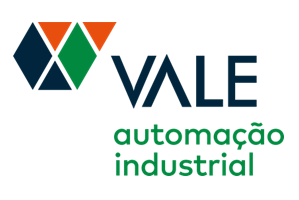 Vale Automação logo, featuring three geometric shapes in navy, green and orange next to the text "VALE" in navy and "automação industrial" in green.