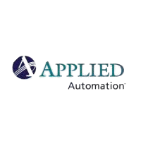 Logo of Applied Automation featuring a stylized triangle and swirl graphic to the left of the text.