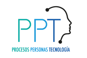 A logo featuring the letters "PPT" with a stylized human profile outline connected to technology. The text below reads, "PROCESOS PERSONAS TECNOLOGÍA.