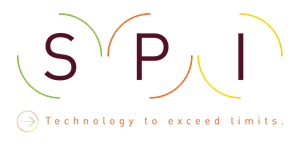 Logo of SPI with the tagline "Technology to exceed limits." The letters "S," "P," and "I" are styled with colored arcs around them.