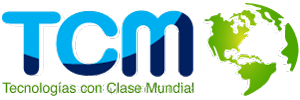 Logo with the letters "TCM" and the tagline "Technology Sourcing & Manufacturing" alongside a stylized globe.