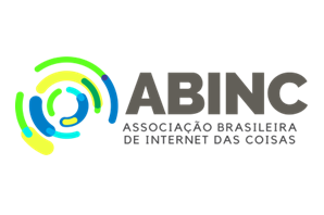 Logo of ABINC, featuring colorful circular shapes on the left and text "ABINC Associação Brasileira de Internet das Coisas" on the right.