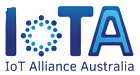 Logo of IoT Alliance Australia, featuring the acronym "IoTA" with a circular, floral-like pattern representing the letter "o".