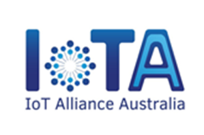 Logo of IoT Alliance Australia featuring "IoT" with a network design in the "O" and "IoT Alliance Australia" written below.