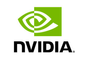 NVIDIA logo featuring a green stylized eye design and the company name below in bold black text.