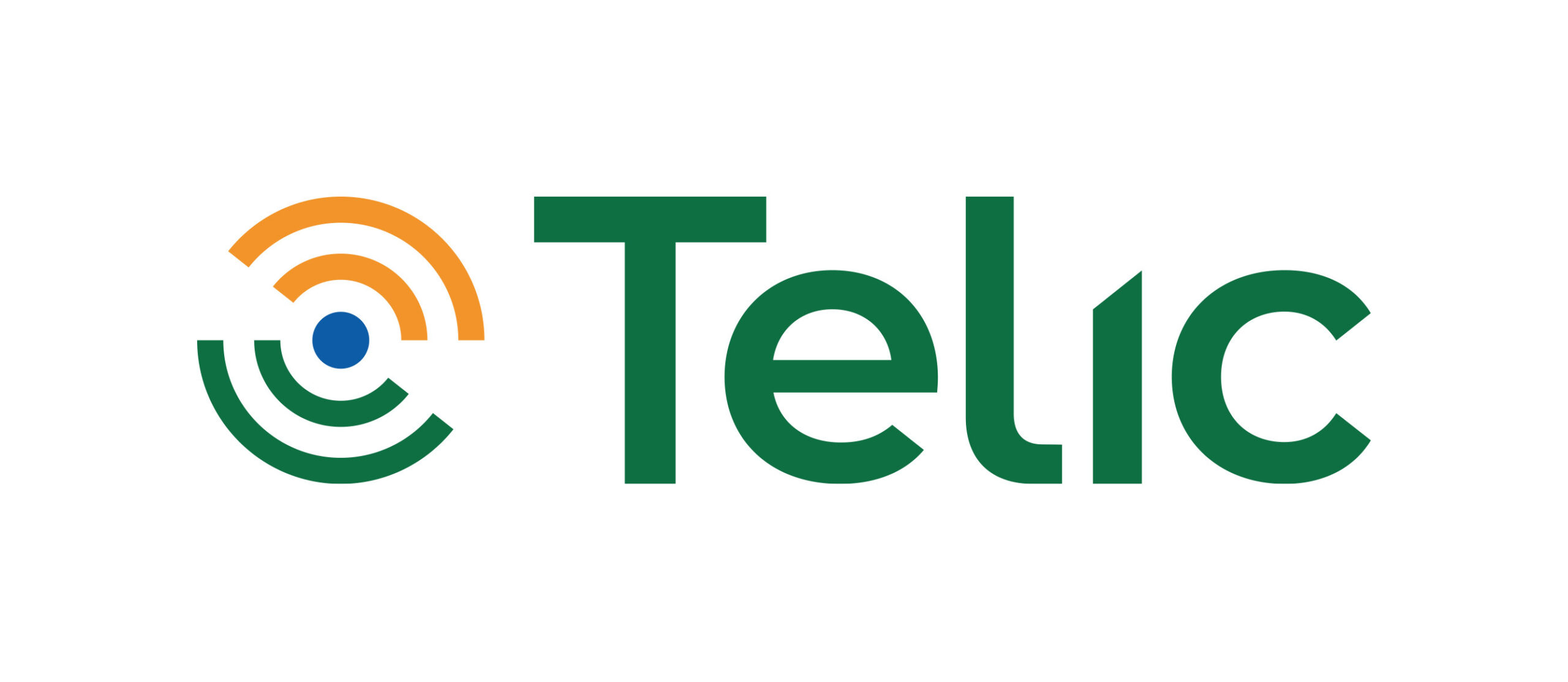 Logo for "Telic" featuring stylized green text and a circular emblem with orange, green, and blue arcs to the left of the telic name.