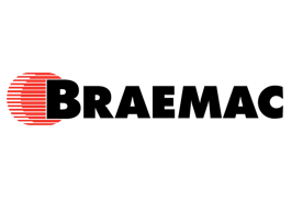 Braemac logo featuring bold black text and a red circle with horizontal lines on the left side.
