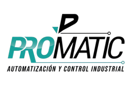Logo of PROMATIC with stylized text and the tagline "Automatización y Control Industrial" in Spanish, incorporating the NC Tech brand essence.