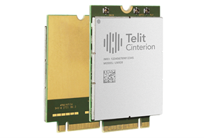A Telit Cinterion LN920 wireless communication module with visible circuit board and connectors.