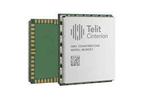 Two Telit Cinterion electronic modules are shown, one displaying the label with IMEI, model number ML865G1, and a QR code.