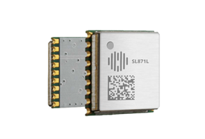 A small electronic module labeled SL871L with a QR code and metallic casing, exposing gold contacts on one side.