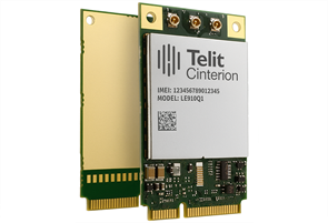Two Telit Cinterion LE910Q1 electronic communication modules with visible circuit components and connector pins.