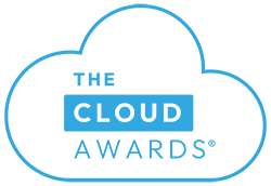 The Cloud Awards logo features the words "The Cloud Awards" inside a blue-outlined cloud shape on a light background.