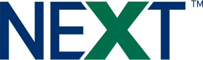 The image displays the word "NEXT" in large, bold letters with "N", "E", and "T" in blue and "X" in green.