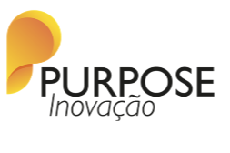 Logo with a stylized yellow and orange "P" shape, next to the text "PURPOSE Inovação" on a white background.