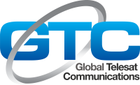 GTC logo with a grey ring orbiting blue letters "GTC" and the text "Global Telesat Communications" in black and grey on a light background.
