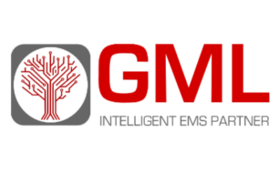 GML logo with a red tree-shaped circuit design on a gray square and the text “GML Intelligent EMS Partner” beside it.